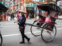 Rikszę ciągniętą przez człowieka pieszo Rikszę ciągniętą przez człowieka pieszo